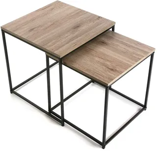 Versa Cambridge Beistelltisch für das Wohnzimmer, Schlafzimmer oder die Küche. Moderner, niedriger Tisch, 2er Set, Maßnahmen (H x L x B) 50 x 50 x 50 cm, Holz und Metall, Farbe: Braun