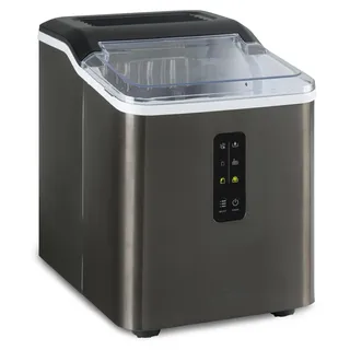 Klarstein Eiswürfelmaschine für Zuhause Camping Gastro, Schnelle Mini Eiswürfelmaschine Klein, Profi Eismaschine für Große Kleine Klare Eiswürfel, Selbstreinigend mit 1,5L Eiswürfelbehälter, 12kg/24h - Schwarz