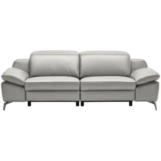 Celina Home 3-Sitzer-Sofa , Grau , Leder , Echtleder , Spaltleder, Rindleder , 234x83-99x110 cm , Made in Eu , Typenauswahl, Fußauswahl, Lederauswahl, Stoffauswahl, Hocker erhältlich, Rücken echt , Wohnzimmer, Sofas & Couches, Sofas, 3-Sitzer Sofas