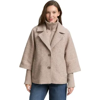 Tom Tailor Damen 1046602 Bouclé Cape Jacke Im 2-in-1-Look, 38230 - Boucle Beige Melange, XXL EU