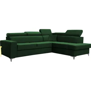 BETTSO Ecksofa mit Bettkasten mit Schlaffunktion Sofa mit Relaxfunktion und Kopfstützen Couch L Form Eckcouch Wohnlandschaft VIVIENNE Grün - Grün