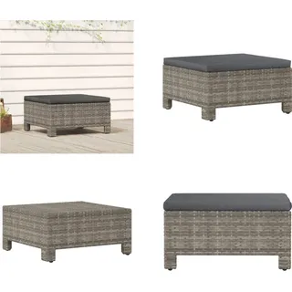 vidaXL Gartenhocker mit Kissen Grau Poly Rattan - Hocker - Fußhocker - Gartenmöbel - Fußschemel - Grau