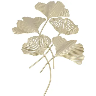 BORDSTRACT Wanddeko Metall Ginkgo, 3D Blätter Metall Wanddekoration Deko gold 35X60cm simulierte Wandskulpturen aus Eisen für Wohnaccessoire Villenmodelle Büro