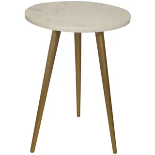 ASPECT Maxine Tripods Marmor Top Beistelltisch, Untergestell, weiß/Gold, 38 Ø x 55 H cm