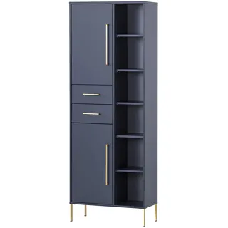 Schildmeyer Kent Hochschrank 67,1 x 33,1 x 184,3 cm Nachtblau/Gold Holz/Metall