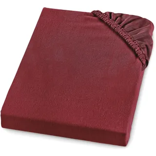 sleepling Biber Spannbetttuch, Feinbiber Spannbettlaken, Made in Germany, 100% Baumwolle, Matratzen bis 23 cm Höhe, Rundum Gummizug, Ökotex, waschbar 60 Grad, 120 x 200, rot