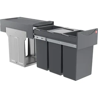 Hailo Abfallsammler 3666132 TZ Swing Terzett 3x 10 Liter mit Biodeckel - Grau, Silber