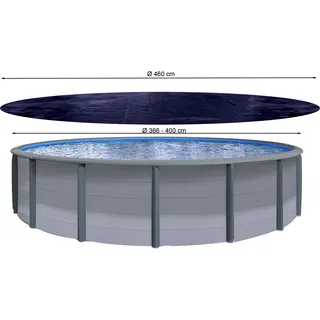 Poolabdeckung Rund für 366-400 cm Pools | Planenmaß Ø 460 cm | Schwarz | Sommer & Winter Poolplane | Solar Abdeckplane 200 g/m2 PE Zweifach Beschichtete Abdeckung | Solarplane UV-Resistent - Schwarz