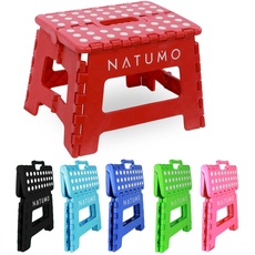 NATUMO® Tritthocker Kinder, Klapphocker faltbar, leichter und Rutschfester Kinder Hocker Bad & Toilette, Klapptritt für Badezimmer, Küche und Garten, 22cm (Rot)