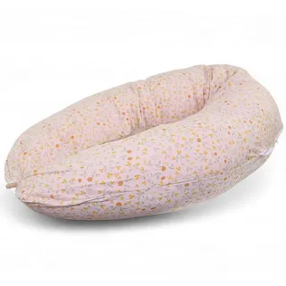 HOBEA-Germany Stillkissen 190 cm x 76 cm XXL Lagerungskissen Schwangerschaftskissen für Baby und Erwachsene Seitenschläferkissen Stillkissen mit Bezug aus Bio Baumwolle, Sommerwiese Altrosa