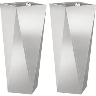Pflanzkübel 2 pcs Silber 30 x 30 x 75 cm Edelstahl - Silber