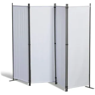 GRASEKAMP Qualität seit 1972 Paravent 4 teilig Weiß Raumteiler Trennwand Sichtschutz Balkontrennung