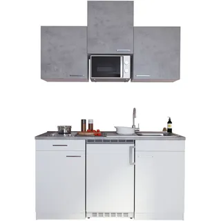 Respekta Küchenzeile 150 cm Grau/Weiß