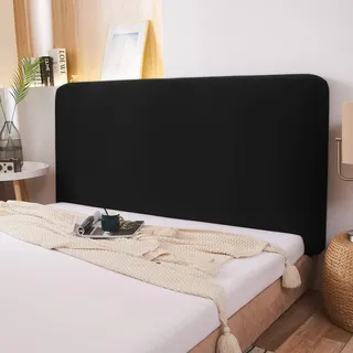 WOMACO Bett-Kopfteil-Schonbezug, dehnbar, einfarbig, staubdicht, für Schlafzimmer-Dekor (180-Schwarz, 119,4 cm - 140 cm)