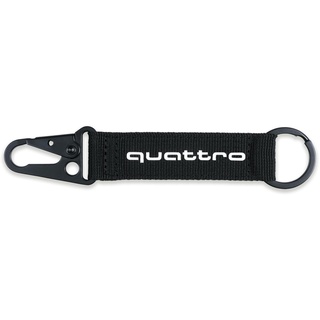 Audi Collection Audi 3182200700 Schlüsselanhänger Schlüsselband Keyring Karabiner, schwarz/weiß, mit Audi quattro Schriftzug