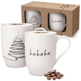 Villeroy & Boch – Statement Tassen Set "Tannenbaum" 2 teilig Weihnachten, Weiß, Schwarz, Spülmaschinenfest, Mikrowellensicher, Weihnachtassen, Weihnachtsbecher, Christmas Mug, Premium Porcelain