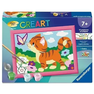 Ravensburger — CreArt Kids 13x18cm — Kunstnummer — Katze mit Schmetterlingen — Zahlenmalset — Ab 7 Jahren — 12023219