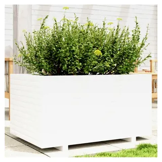 Gartenpflanzgefäß aus massivem Kiefernholz, 90x60x49,5 cm, robustes Gestell, dekorative Funktion, viel Platz für Pflanzen, weiß