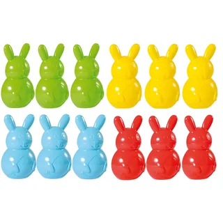 Ameisenkeks® 12er Set Sandform Hase – Bunte 3D Osterhase Förmchen für Sand & Strand – Langlebiges Osternest zum Befüllen – 15 x 25,5 x 7,5 cm