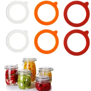 VYNZOR Geeignet für Weck Gummiringe 6 Stück, Gummiringe für Einmachgläser, Premium Silikon Dichtungsringe Luftdicht & Auslaufsicher, Wiederverwendbar für gläser Einmachgläser Ein (Multi-Size Kit)