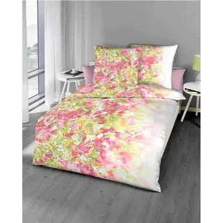 Kaeppel Mako Satin Bettwäsche Blumen Wild Paradise Weiss 155x220 cm - Weiß