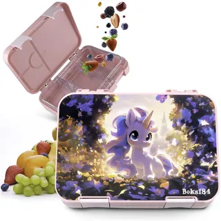 Boks184 Brotdose Einhorn für Kinder mit Fächern - Bento Box auslaufsicher - robust - BPA Frei Lunchbox - Brotbox für Schule, Kindergarten & Ausflüge - Snackbox -Vesperbox