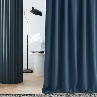 ROOM99 Vorhang mit Ösen Laurel 140 x 280 cm Dunkelblau, 1 Stück | Verdunkelung Blickdicht Schiebegardinen Curtain Wohnzimmer Schlafzimmer