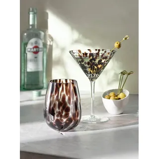 Gläser-Set, braun, schwarz, B:9,5cm H:11,5cm, Glas, Trinkgefäße, Gläser-Set