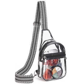 Telena Bauchtasche Damen, Durchsichtig Tasche Transparente Crossbody Umhängetasche für Frauen Brusttasche mit verstellbarem Riemen,Schwarz