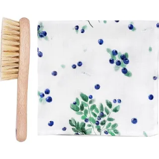 Natürliche Babybürste für Milchschorf + Waschlappen Beeren, Lullalove