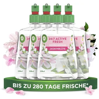 Air Wick Active Fresh – Wasserbasierter, automatischer Lufterfrischer – Raumduft Jasminblüte – 4 x 228 ml Nachfüller