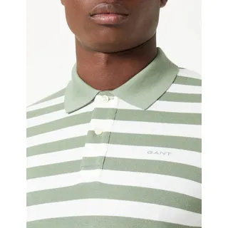 Gant Poloshirt Gestreiftes Pique Polo Kurzarmshirt - Grün