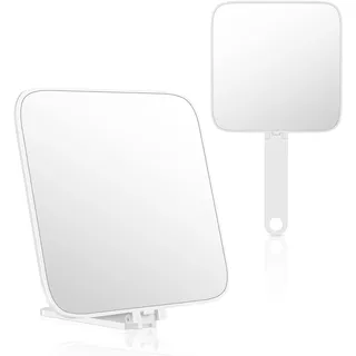 OSDUE Handspiegel, Schminkspiegel mit Griff, Klappbar Stellspiegel Tragbar Kosmetikspiegel, Quadrat Taschenspiegel für Handheld-, Tisch- und Reisenutzung