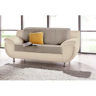 TRENDMANUFAKTUR Couch Kunstleder 2-Sitzer Beige