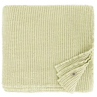 Linen & Cotton Plaid Decke Sommer Tagesdecke Waffelpique Enzo - 48% Leinen, 52% Baumwolle, Beige Creme (210 x 250 cm) Blanket Überwurf Bett Doppelbett Überwurfdecke Bettüberwurf Bettbezug Bettwäsche