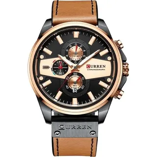 CURREN Joe Herrenuhr – Stilvolle Braun Edelstahl & Lederarmband KP14418 - Braun, Schwarz