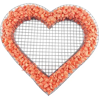 Herz Gitter Grabschmuck Grabgestaltung Gartendekoration mit Buntsteinen Glassteinen Natursteinen Füllart: Buntsteine Farbe Steine: Arancione