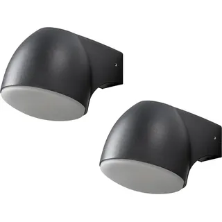 2er Set Außenwandleuchte Alu schwarz Downlight LED IP44 Außenleuchte Wandlampe