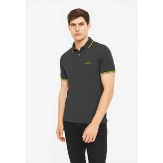Poloshirt JACK & JONES "JORTEN POLO SS BMUSS25", Herren, Gr. M, grau (dunkelgrau melange detail:melange), Jersey, Obermaterial: 50% Baumwolle, 50% Polyester, meliert, regular fit normal, Shirts Poloshirt