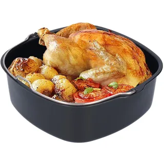 Tissting Heißluftfritteuse Backform für HD9925 HD9860 HD9905/01 Airfryer Zubehör, 22cm Quadratische Eisen Air Fryer Kuchenform Luftfritteuse Kuchenpfanne Kuchenfass Ersatz