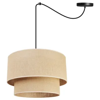 Light-Home Juta Hängelampe - Deckenlampe - Pendelleuchte aus Metall mit Lampenschirm aus Stoff - E27 - Hängeleuchten Spider 1-Flammig 40 cm - Schwarz Untersatz - Jute