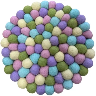Grült Home Topfuntersetzer - Filz untersetzer für Tassen, Töpfe, Pfannen und Tassen handgefilzt in Nepal (Lavender Mint, Circle 20 cm)
