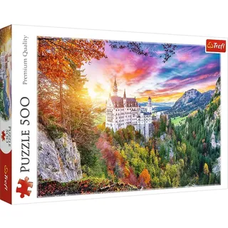 Trefl - Ansicht von Schloss Neuschwanstein, Deutschland - Puzzle 500 Elemente - Landschaft, Wald, Bayern, Modernes DIY Puzzle, Kreative Unterhaltung, Spaß, für Erwachsene und Kinder ab 10 Jahren