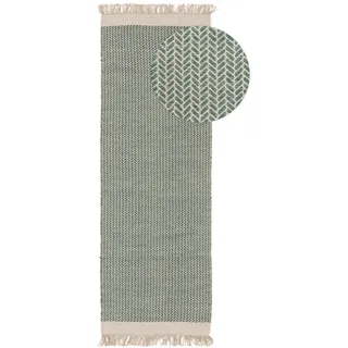 Kunstloft Wollteppich-Läufer Kim Mint 70x200 cm , Grün , Textil , Grafikmuster , Rechteckig , 70x1 cm , Gots , pflegeleicht , Teppiche und Böden, Teppiche, Teppichläufer, Läufer