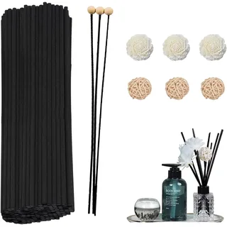 100 Schwarze Duftstäbchen Nachfüllpack Mit Dekorationsset Als Rattanstäbchen Für Raumduft Und Stäbchen Für Raumduft In 11.8 Zoll Für Effektive Duftverbreitung Im Home Office Hotel Und Spa (schwarz)