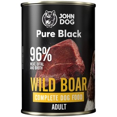 JOHN DOG Pure Black - 96% Fleisch - Premium Nassfutter für Hunde - Hypoallergenes Hundefutter - Glutenfrei Nassfutter - 100% Natürliche Zutaten - 6 x 400g - (WILDES Schwein)