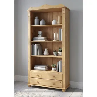 Bücherregal OTTO HOME "Adele, Standregal, Regal", natur, B:92cm H:185,5cm T:39,5cm, Massivholz, Regale, Bücherregal, aus massiver Kiefer, Breite 92 cm, mit 2 Schubladen, FSC