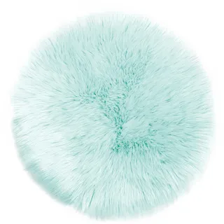 Teppich Wölkchen – Flauschiger Hochflor Teppich-Schlafzimmer-Rund - Schaffell Kunstfell Lammfell - Bettvorleger &- weicher Fellteppich-Rund - Rutschfester Kleiner Teppich - Mint Grün - Rund 30cm