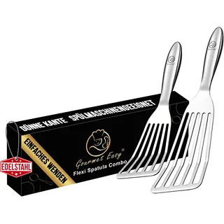 Pfannenwender Set aus rostfreiem Edelstahl für Fisch & Fleisch - Kleiner & Großer Pfannkuchenwender - Pfannenwender Edelstahl - Küchenhelfer 5 Jahre Ersatz