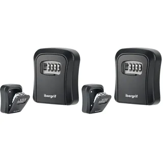 Ibergrif Schlüsseltresor Wandmontage Wetterfest - Schlüsselsafe 4 Stellig, Schlüsselbox mit Code, Schlüsselkasten mit Zahlencode Robust, Sicher, Schlüsselversteck für Schlüssel Türkarte, Schwarz